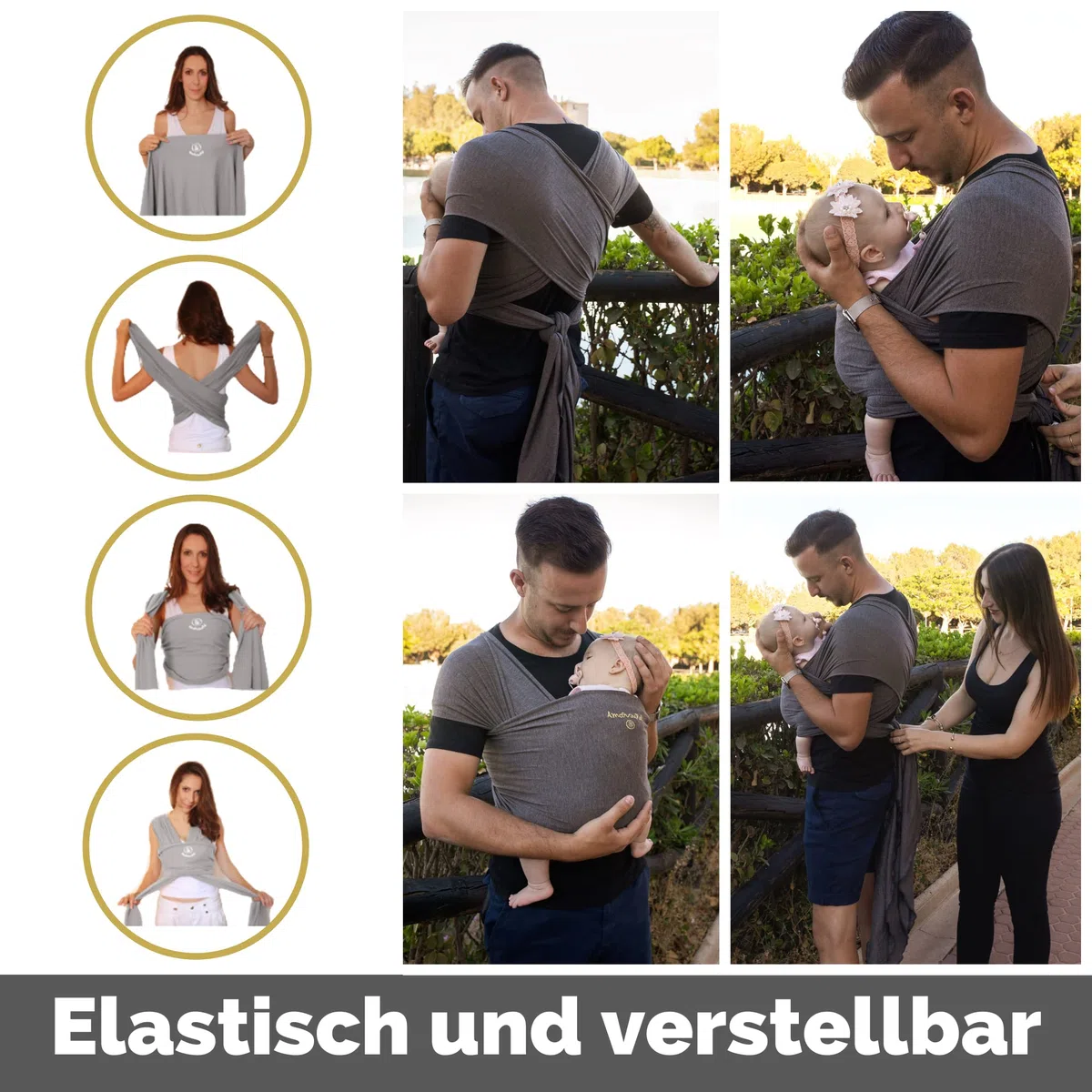 Amarsupiel | Amarsupiel BAMBOO Babytragetuch | Einfach zu bedienende elastische Babytrage | OEKOTEX Bambuszertifikat | Made in Germany
